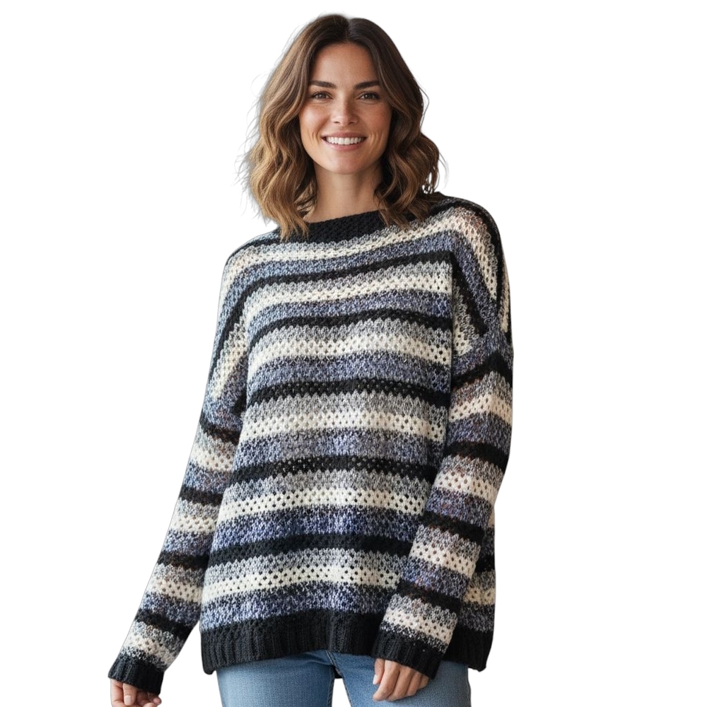 Umgee Blue and White Striped Sweater